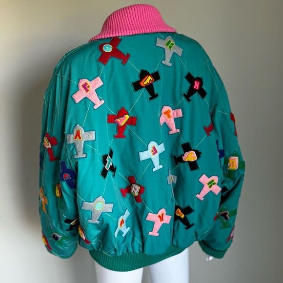 Vintage K-Factory By Nobuo Ikeda Airplane Allover Print Varsity Jacket - Picture 4 of 8